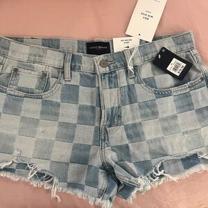 Lucky Brand Light Blue Checkerboard Denim Shorts 8/29